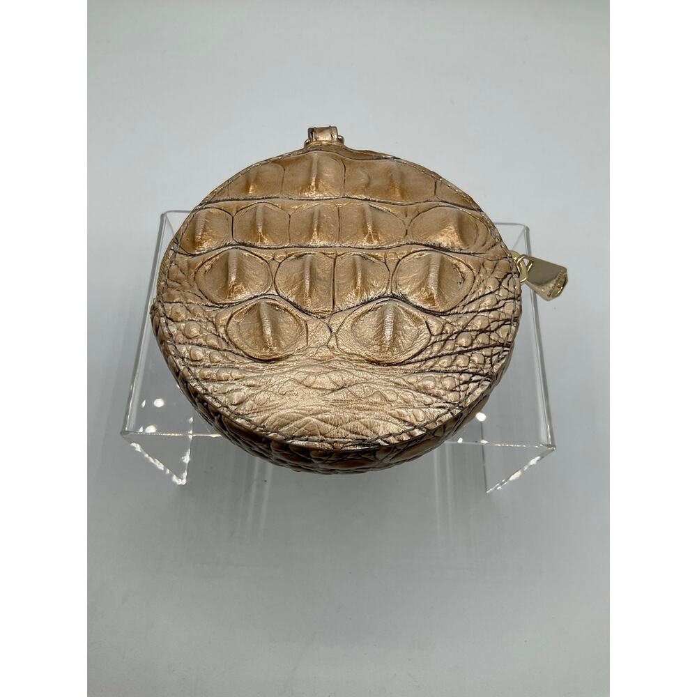 Brahmin Coin Purse Genuine Leather, Round With Clip- about 4 in across - Picture 3 of 6